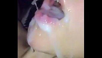 用修剪的鸡巴进行面部自慰