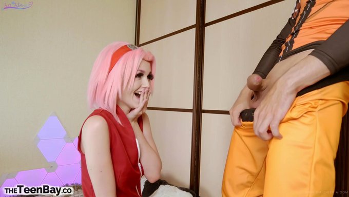Naruto在sakura的全身上提供硬核口交