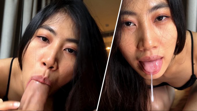 Pov口交和吞咽亚洲业余爱好者的精液